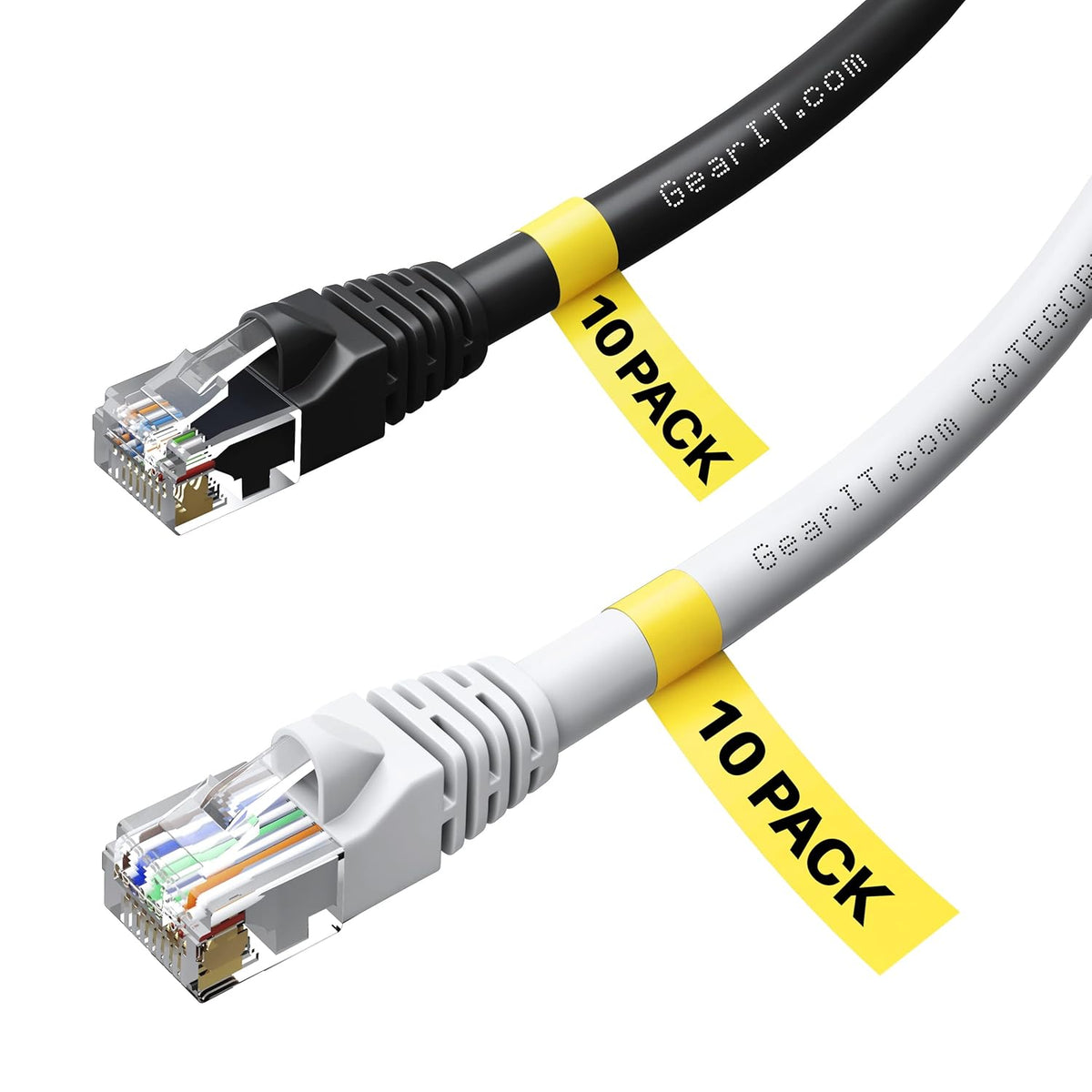 Cat6 Ethernet Cable 25 Feet 10-Pack Pure Copper Core RJ45 K4824