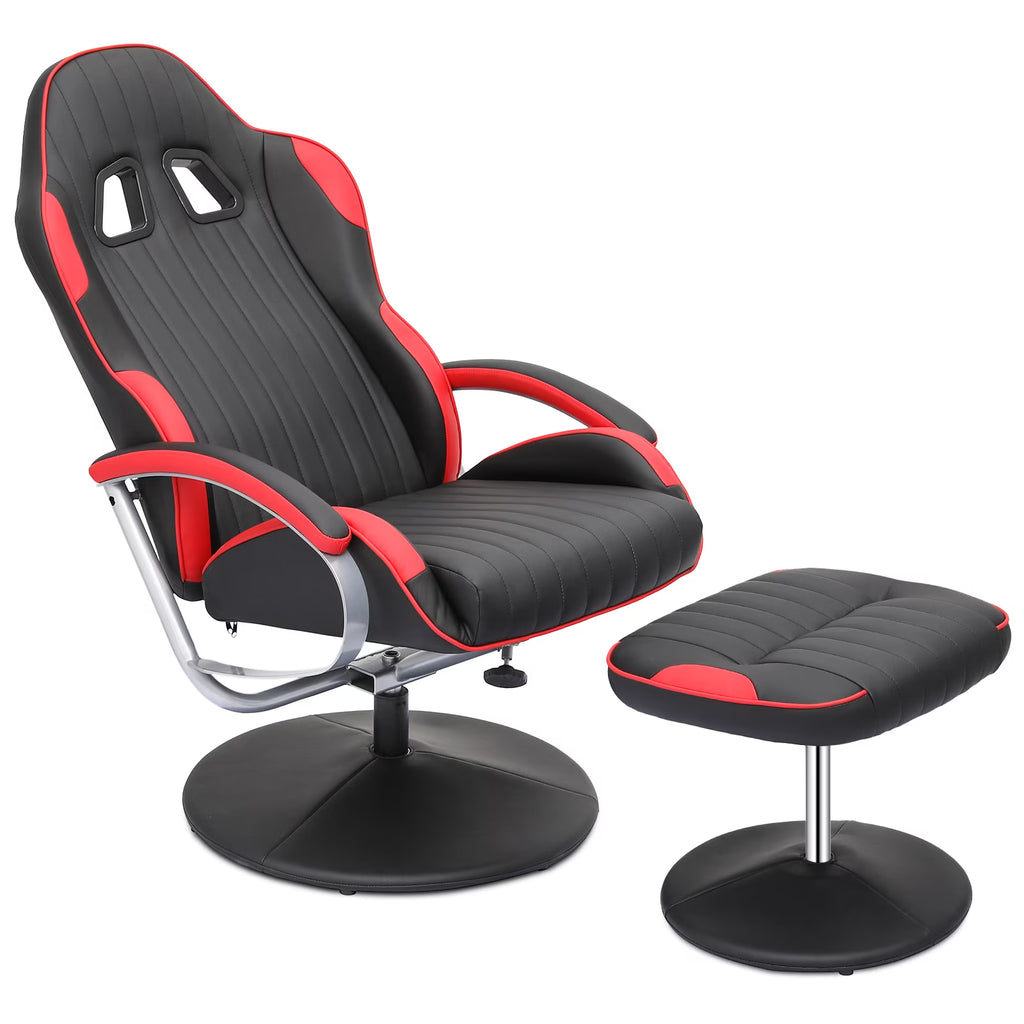 Red Adjustable Upholstered Swivel Recliner with Ottoman Z91241