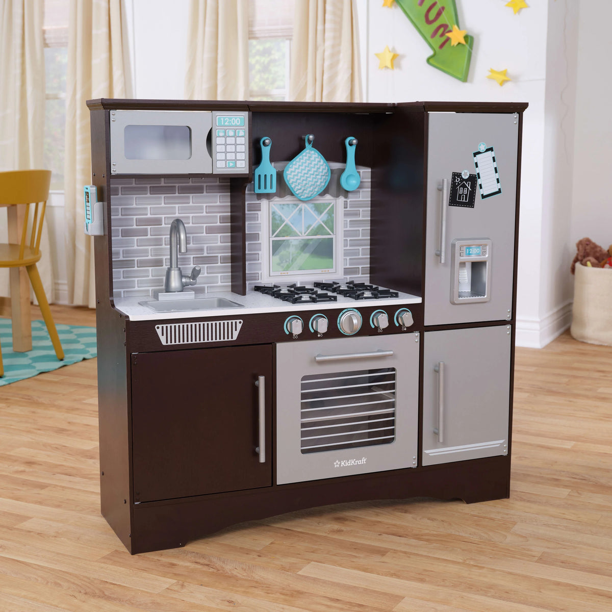 Espresso Wooden Kitchen with 4 Accessories U6764