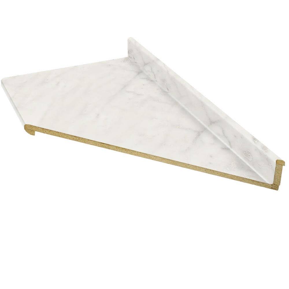 White Miter-Cut Laminate Kitchen Countertop R672