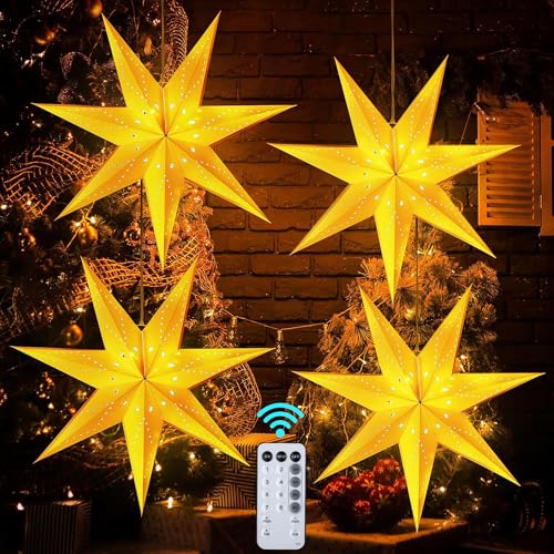 2 Pack 24 Inch Paper Star Lantern with 50 LEDs Y5075