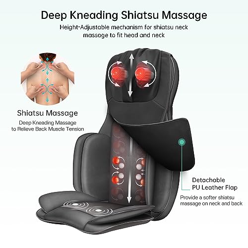 Heated Shiatsu Neck Back Massager Seat Cushion U91409