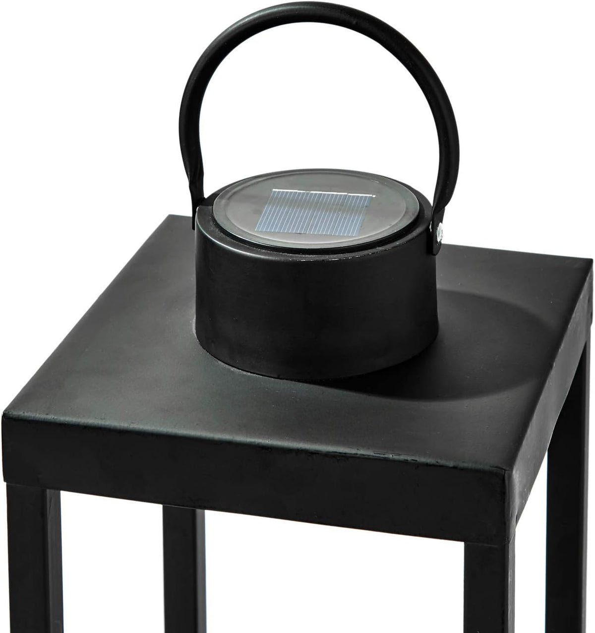 Large Outdoor Lantern with Solar Candle, 18 Inch Tall, Matte Black Metal Frame D2981