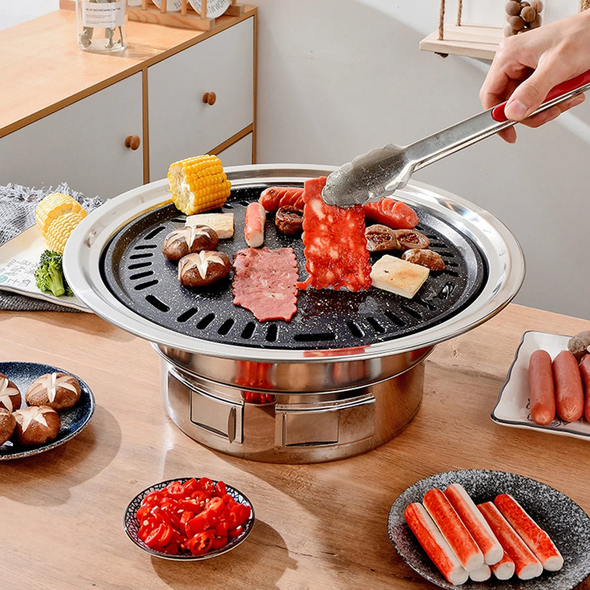 Korean BBQ Tabletop Charcoal Grill 13 Inch E136497