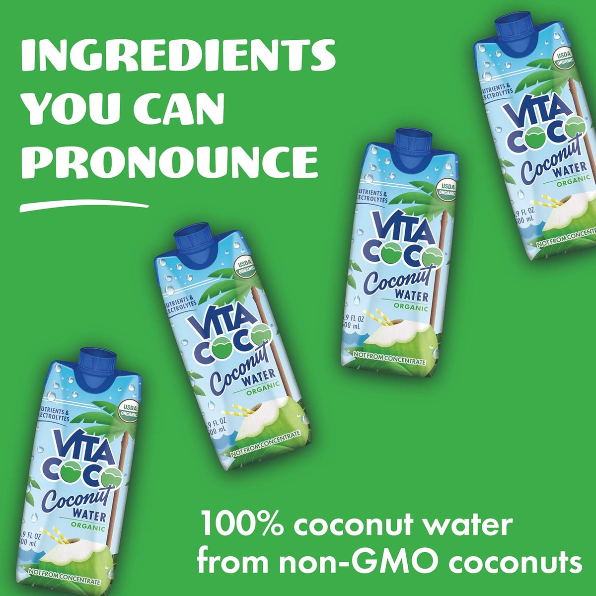 Pure Organic Coconut Water (Pack of 12, 11.1 Oz and 16.9 Oz) A48633