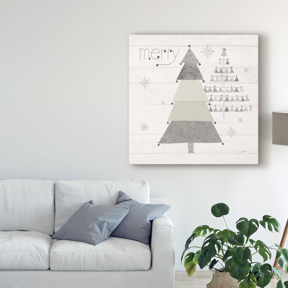 Christmas Patchwork Neutral Canvas Art Q1204
