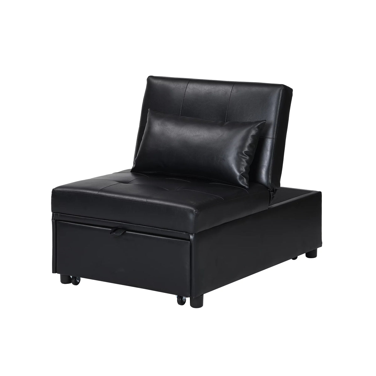 Black Faux Leather Convertible Sofa Bed X12083