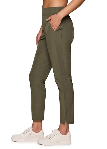 Women's Stretch Woven Ankle Pant, Lightweight, Quick Drying, Flat-Front Straight Leg Pants with Pockets J15393