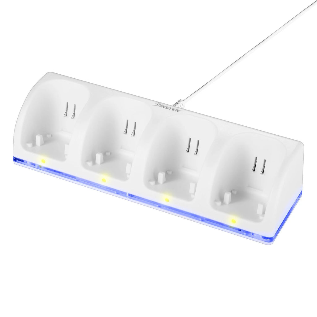 White Quad Remote Controller Charger Dock Station with 4x Rechargeable Battery Pack O161881