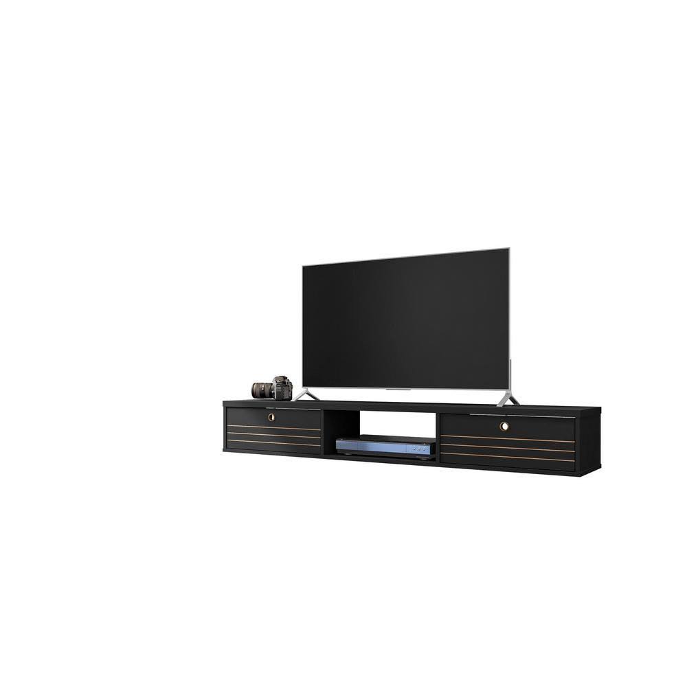 Black 63 in. Floating Entertainment Center with Storage Doors F564