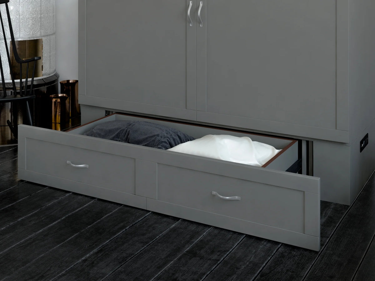 Queen Solid Wood Murphy Bed Chest with Mattress J6691