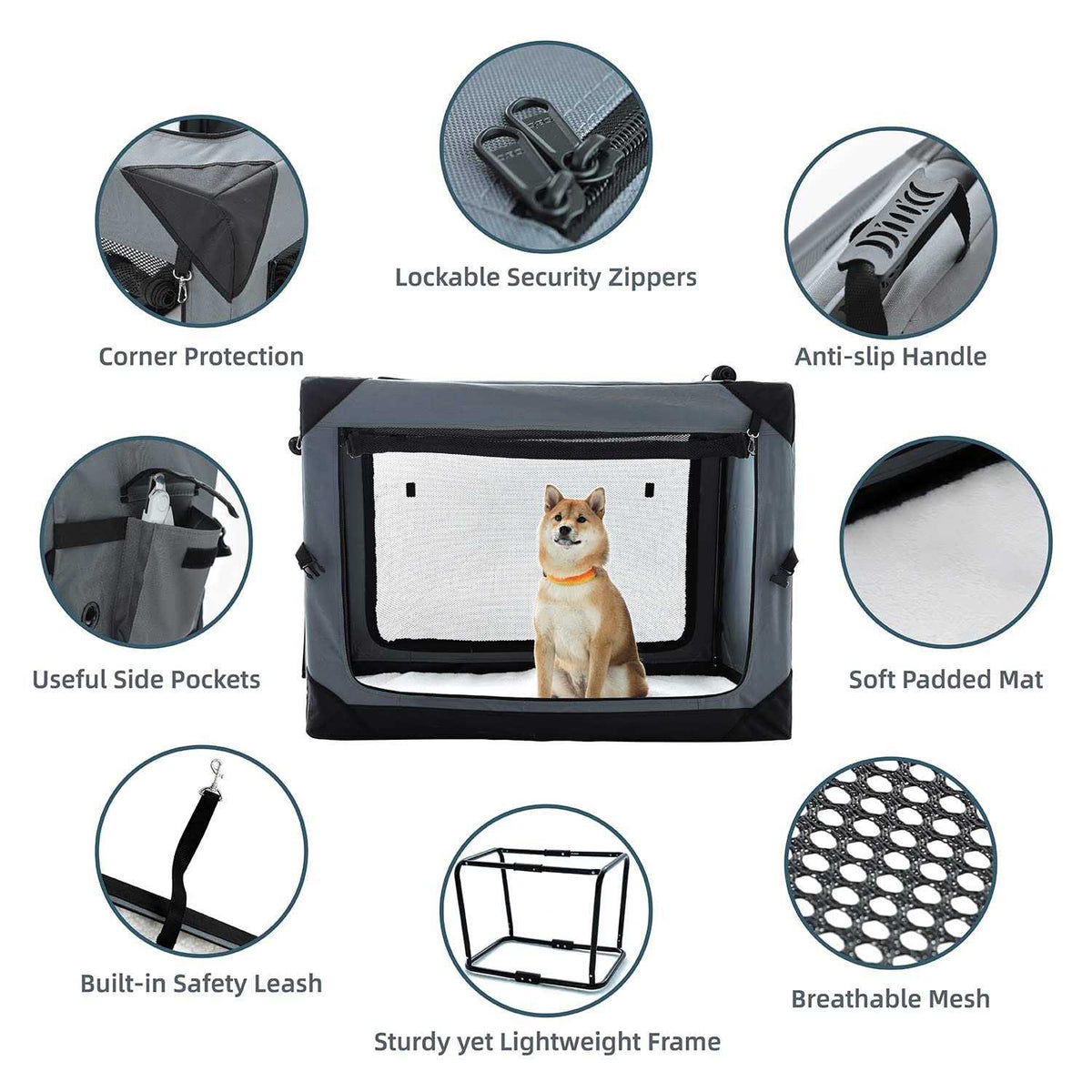 Collapsible 4-Door Soft Dog Crate B36904