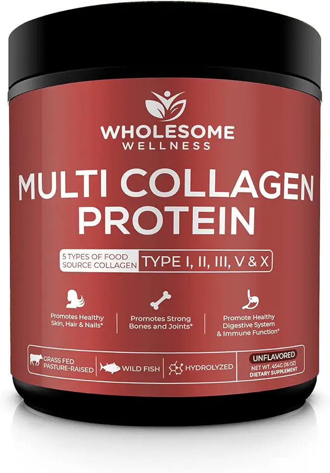 Multi Collagen Protein Powder Hydrolyzed Grass-Fed Bone Broth Peptides 58 Servings T11175