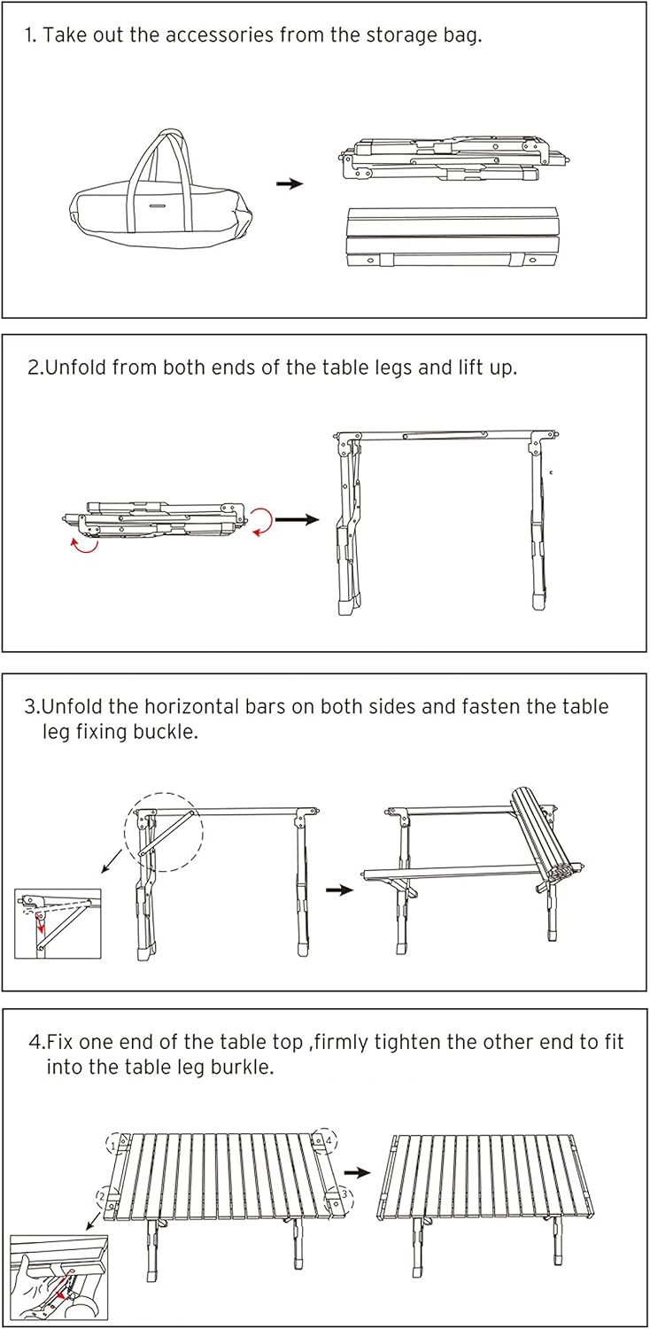 Wood Folding Portable Camping Table with Carrying Case T648
