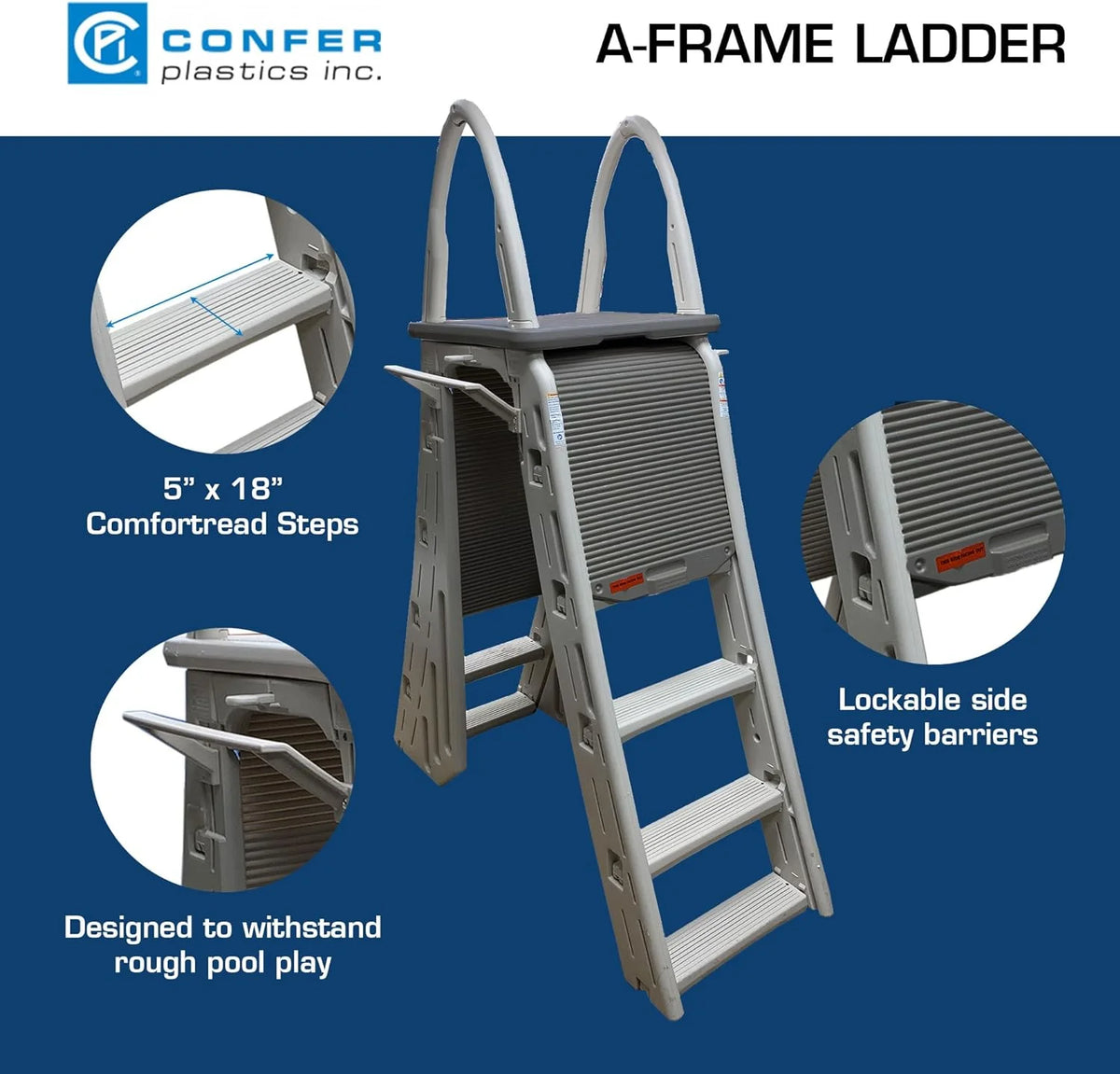 Adjustable A Frame Safety Ladder with Step Barrier C438