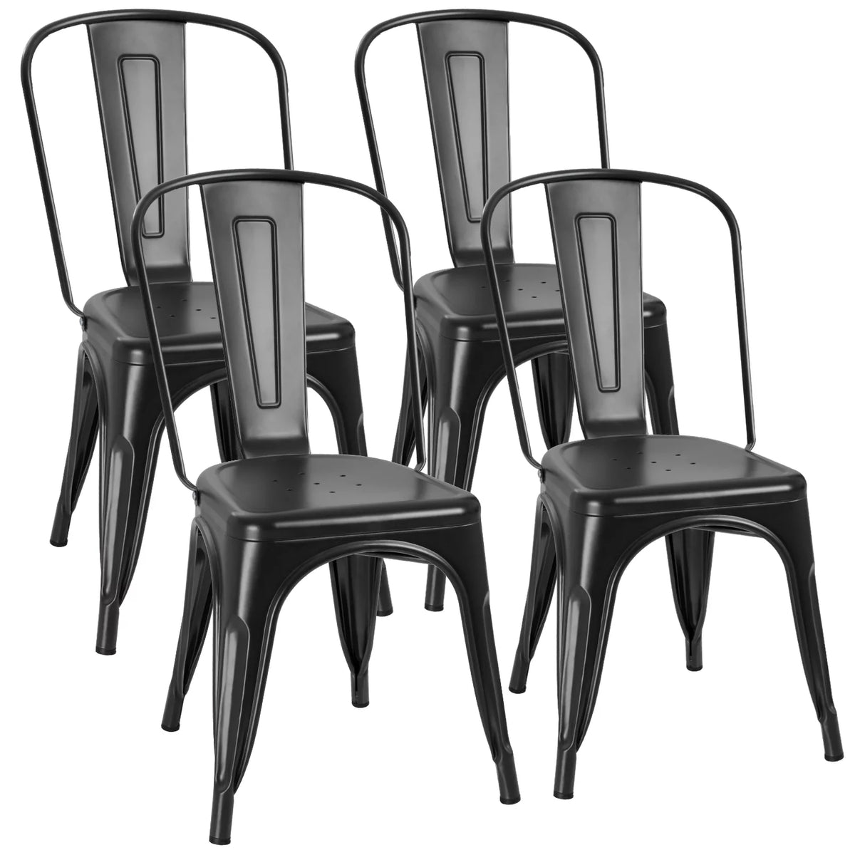 Black Metal Stackable Dining Chair Set of 4 S29313