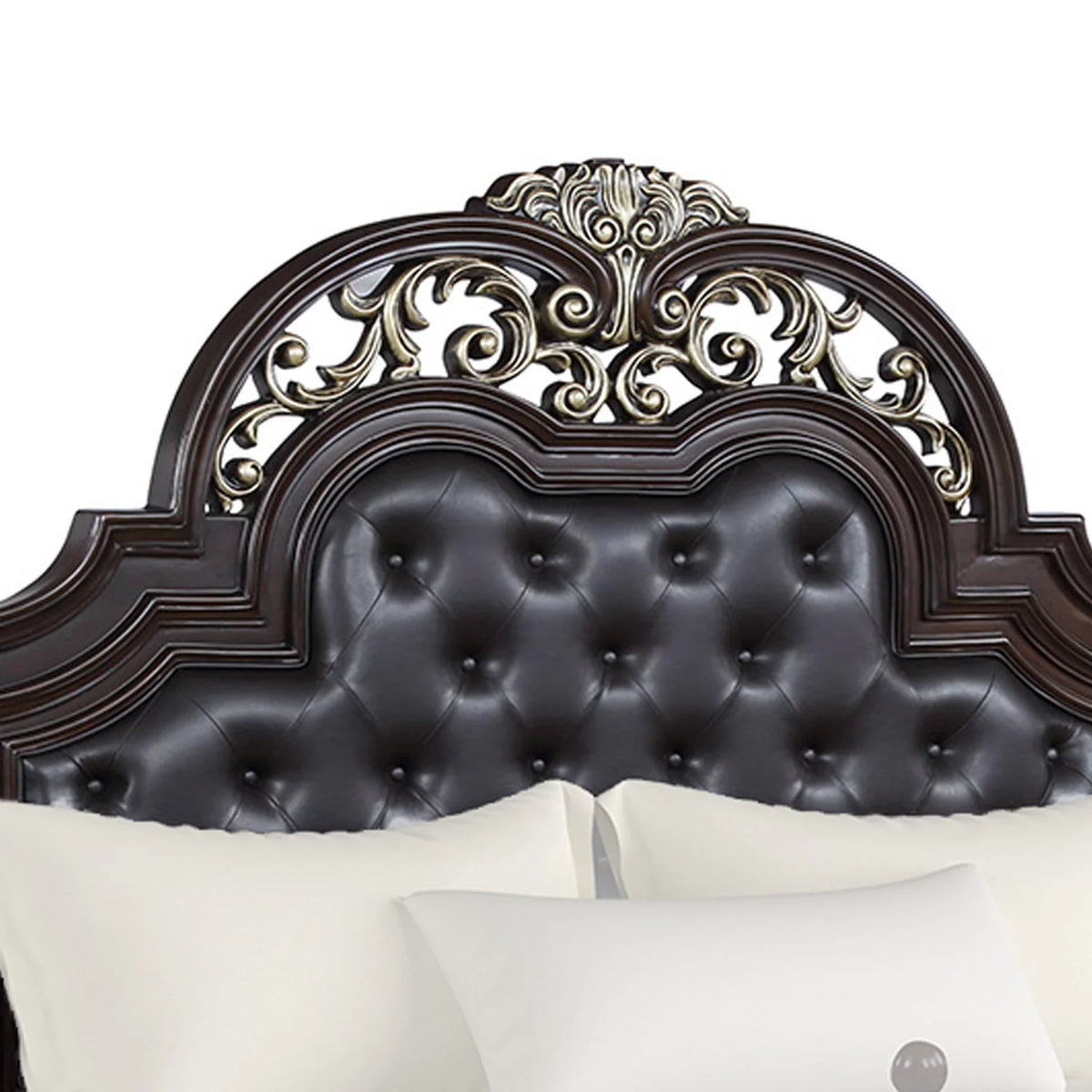 Brown Leatherette Wood Queen Headboard O741926