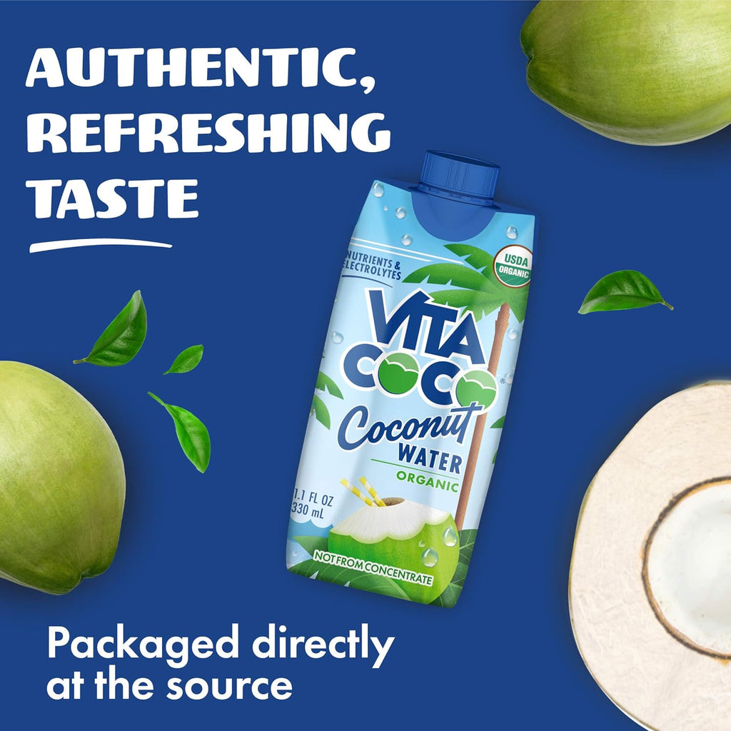 Pure Organic Coconut Water (Pack of 12, 11.1 Oz and 16.9 Oz) A48633