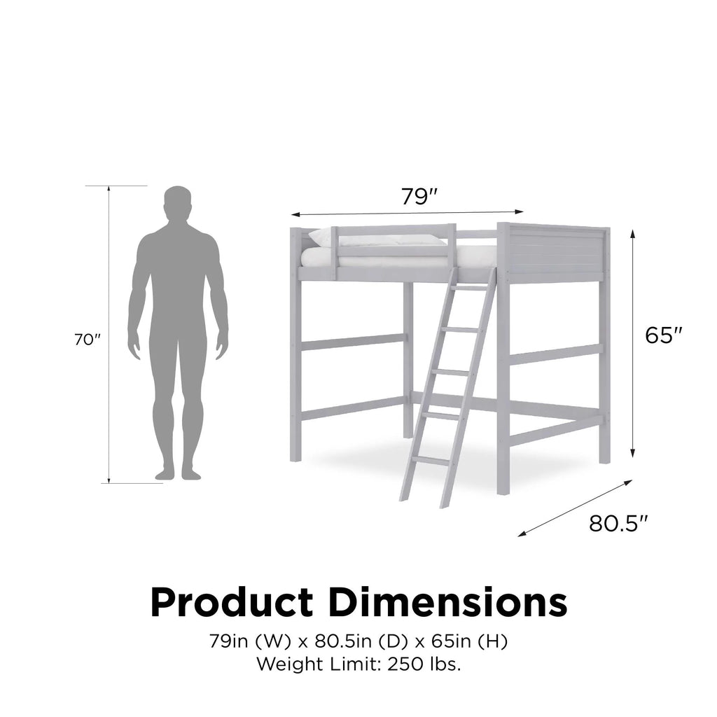 Full Size Loft Bed with Ladder, Gray J358817