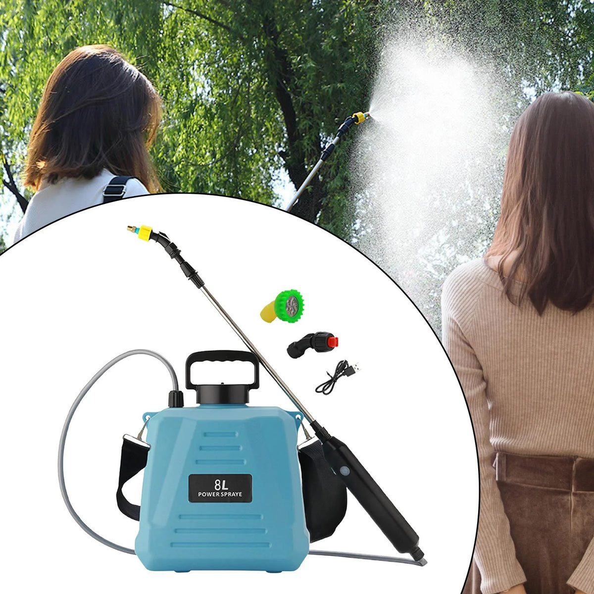 Blue 8 L Electric Garden Sprayer with Shoulder Strap L40067