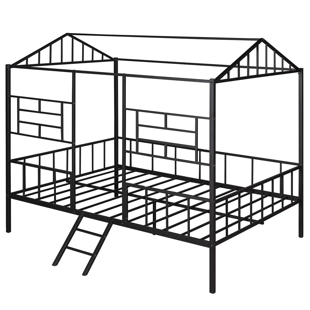 Full Size Metal House Bed Frame with Slatted Support O571530