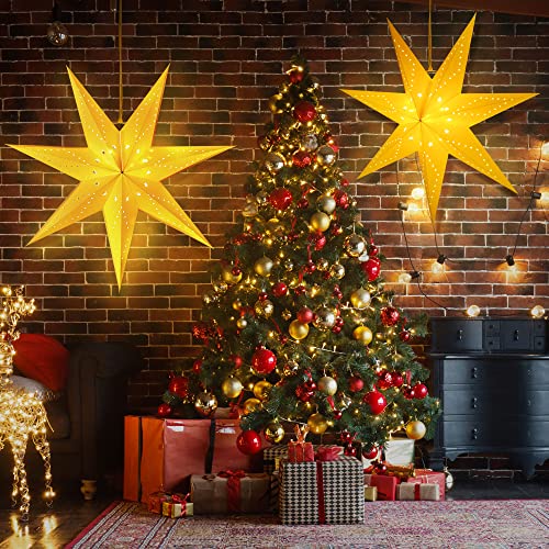 2 Pack 24 Inch Paper Star Lantern with 50 LEDs Y5075
