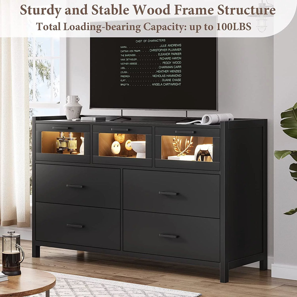 White 7 Drawer Wood Dresser H7551