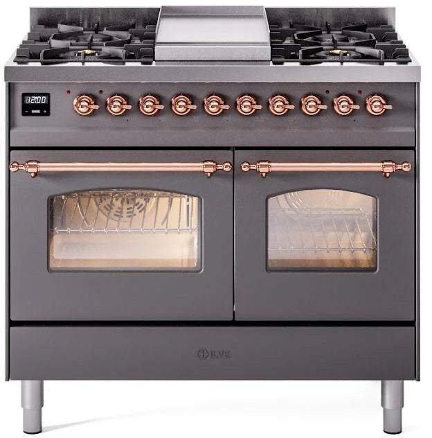 40 Dual Fuel Natural Gas Range Matte Graphite Copper Trim K356120