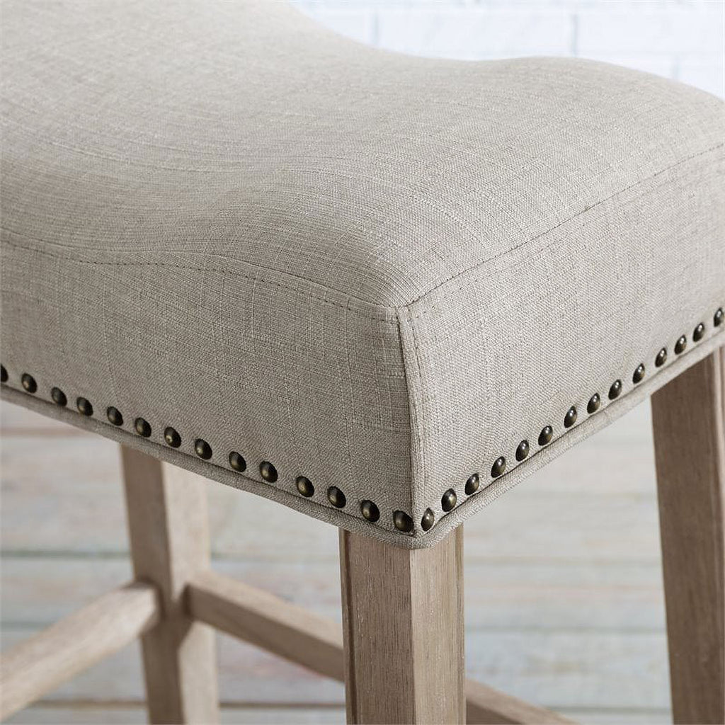 Fabric Upholstered Bar Stool in Tan (Set of 2) S61442