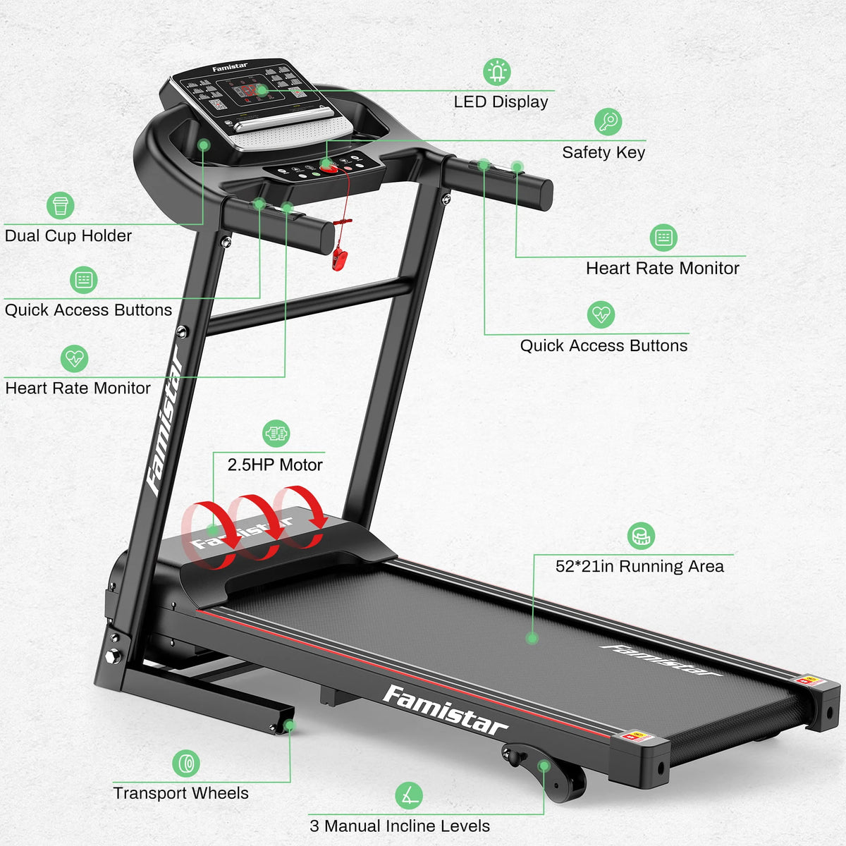 2.5HP Folding Treadmill with Manual Incline O649045