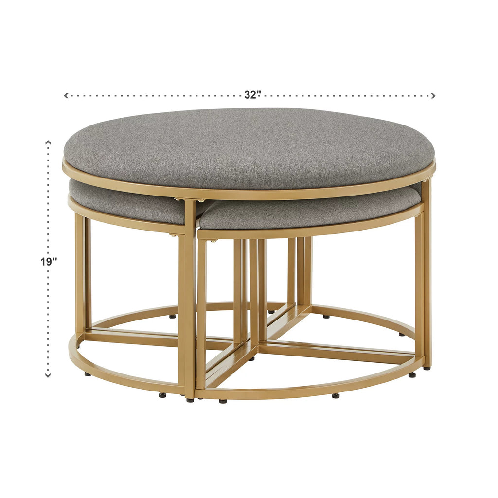 Round Coffee Table with Nesting Stools Y791989