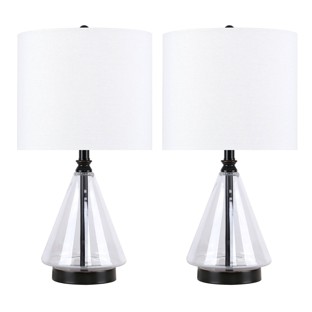 Set of 2 Glass Accent Lamps with Brass Accents G96689