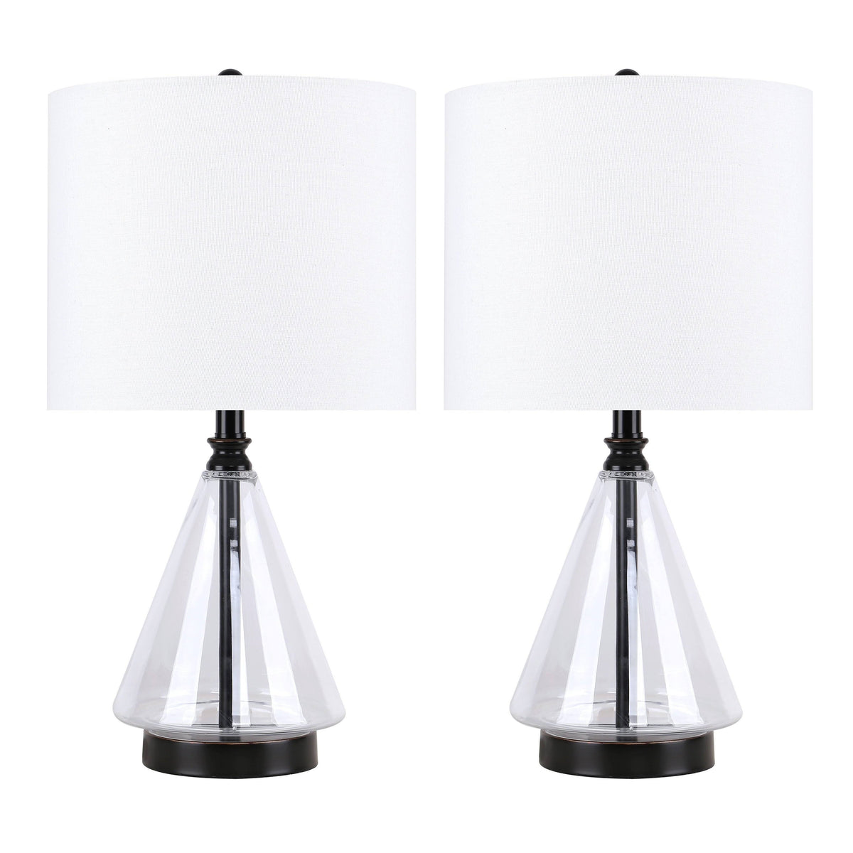Set of 2 Glass Accent Lamps with Brass Accents G96689