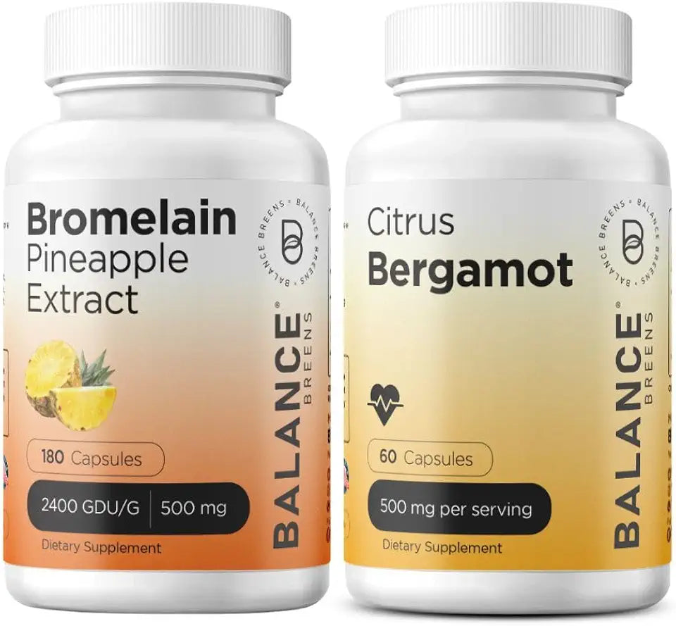 Bromelain 500mg 180 Capsules and Citrus Bergamot 500mg Supplement Combo U649881