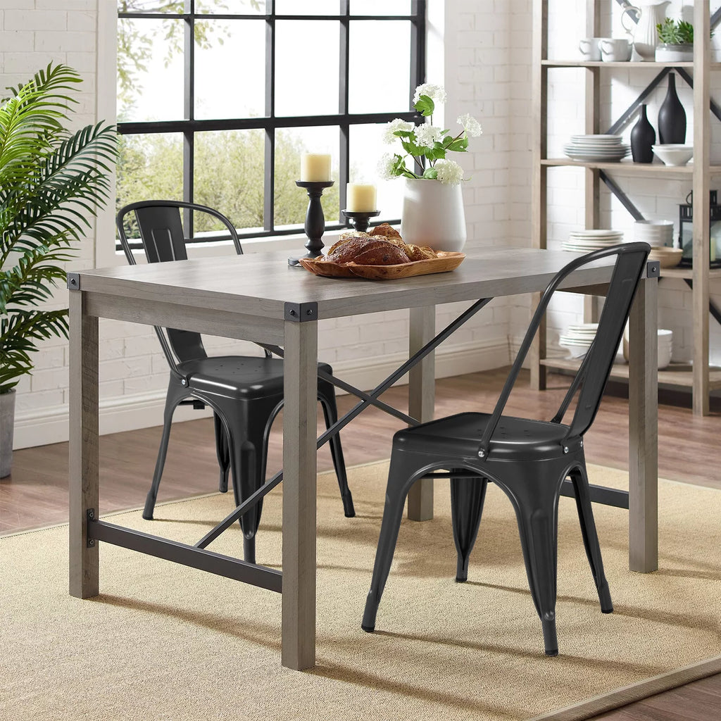 Black Metal Stackable Dining Chair Set of 4 S29313