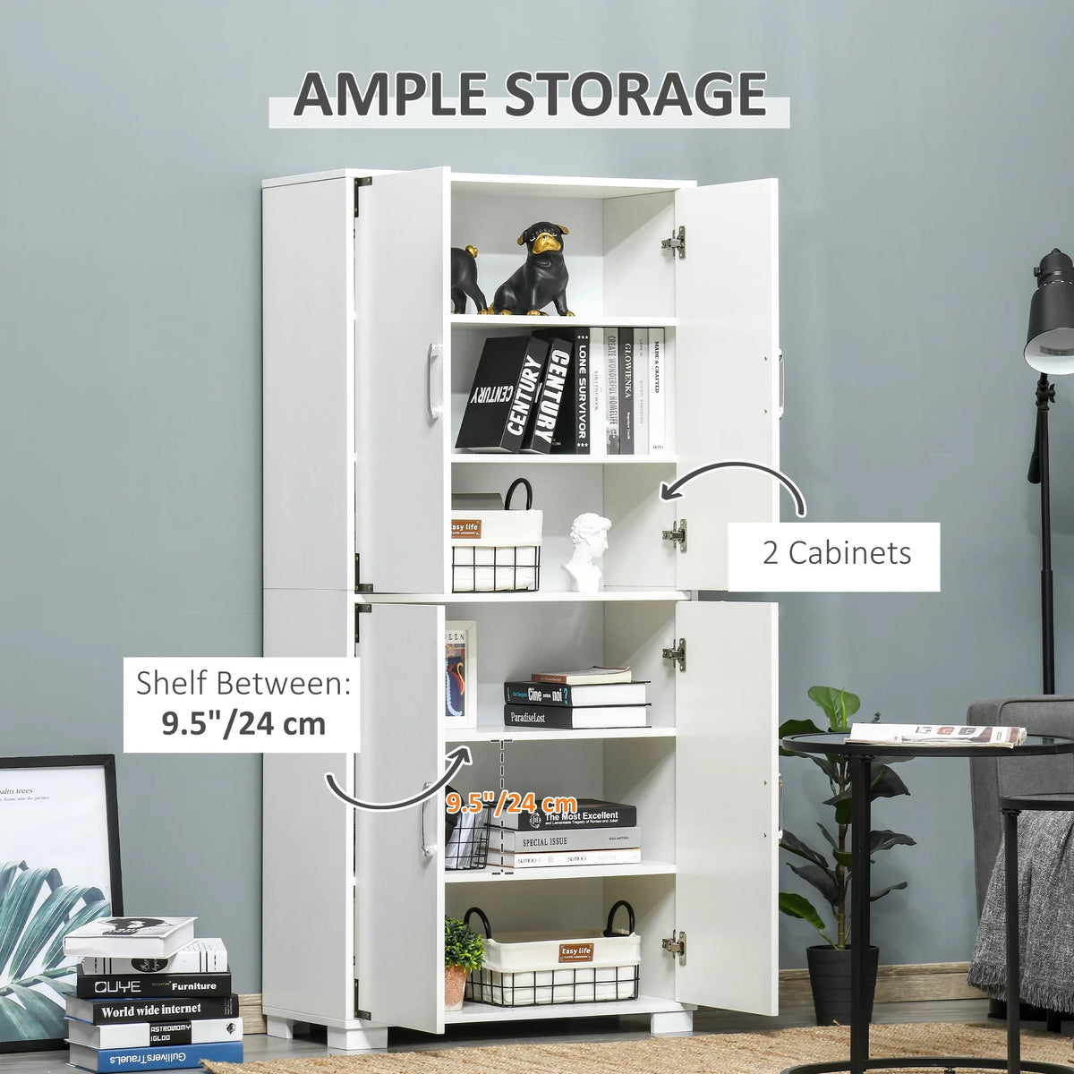 White 4-Door Cabinet with Storage Shelves S233
