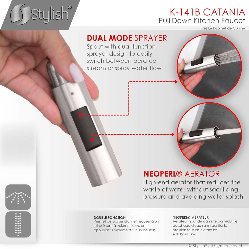 Brushed Nickel Pull Down Single Handle Kitchen Faucet L359885