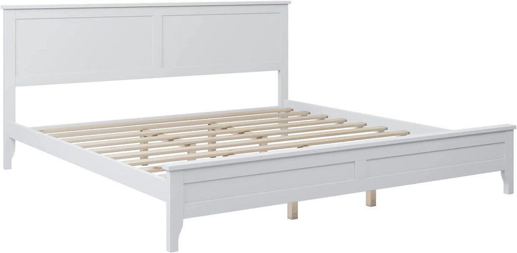 White King Size Solid Wood Platform Bed X6479