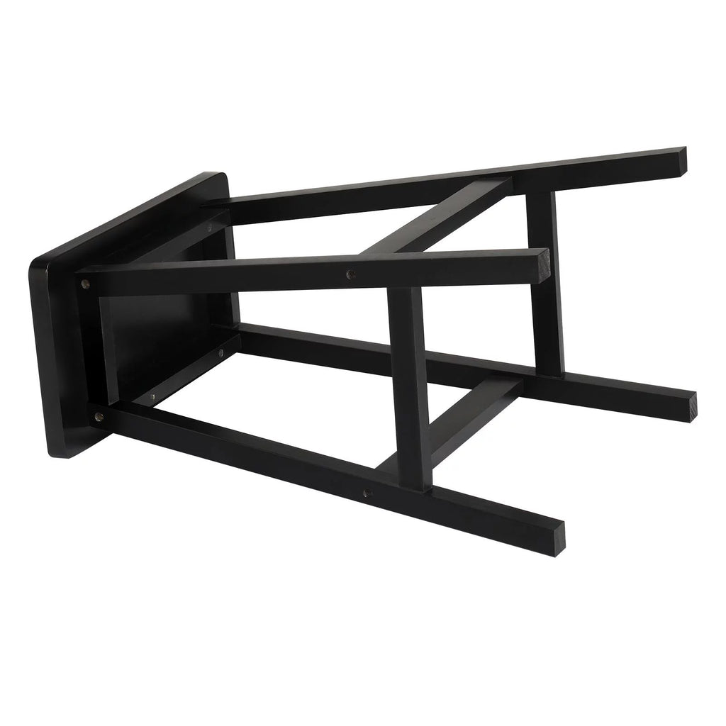 Set of 4 Black Wooden Saddle Seat Bar Stools Q66783