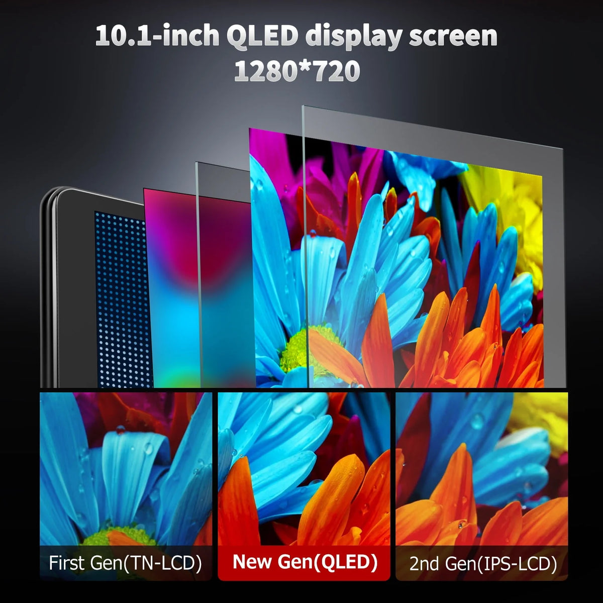 10.1 inch QLED Double Din Car Stereo with Wireless Apple Carplay & Wireless Android Auto B34392
