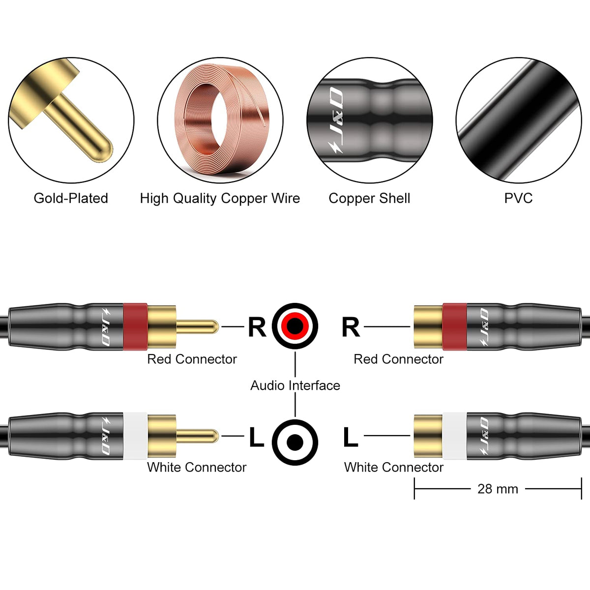 2 RCA Extension Cable Male to Female, 3 Feet T584134