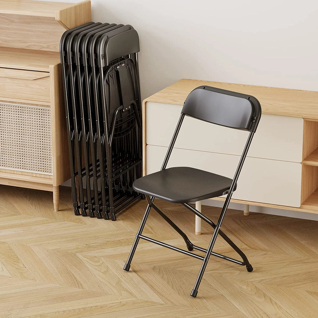 10 Pack Black Plastic Folding Chair with Steel Frame M214225