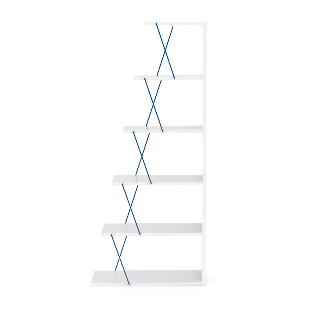 Chrome-White 5-Shelf Angled Bookcase B25354