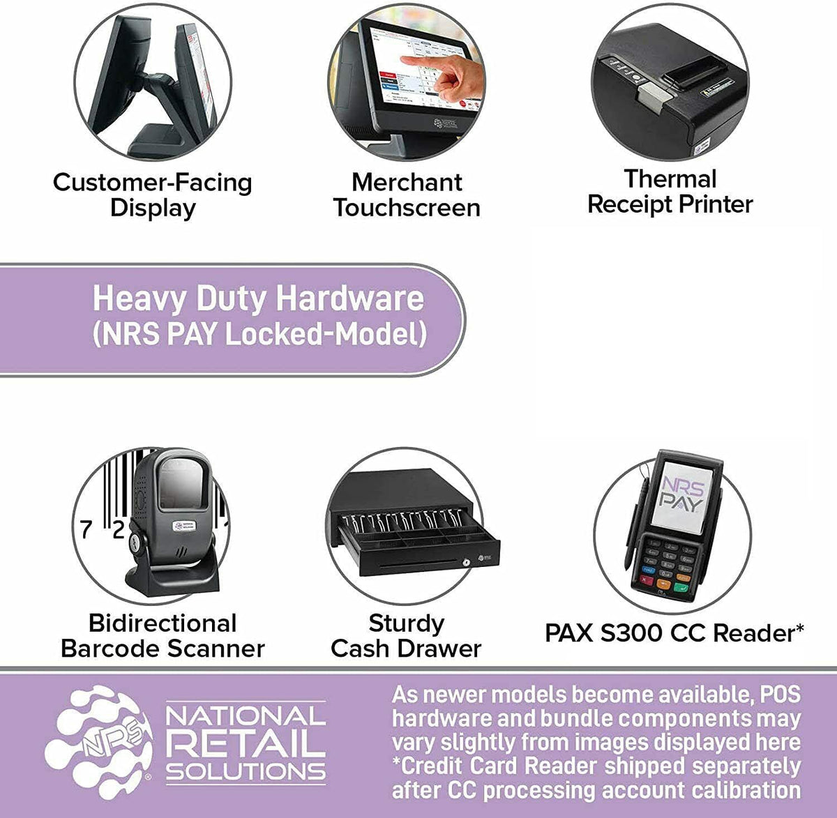 Cash Register with Touch Screen Monitor, Barcode Scanner, Cash Drawer and Receipt Printer S126