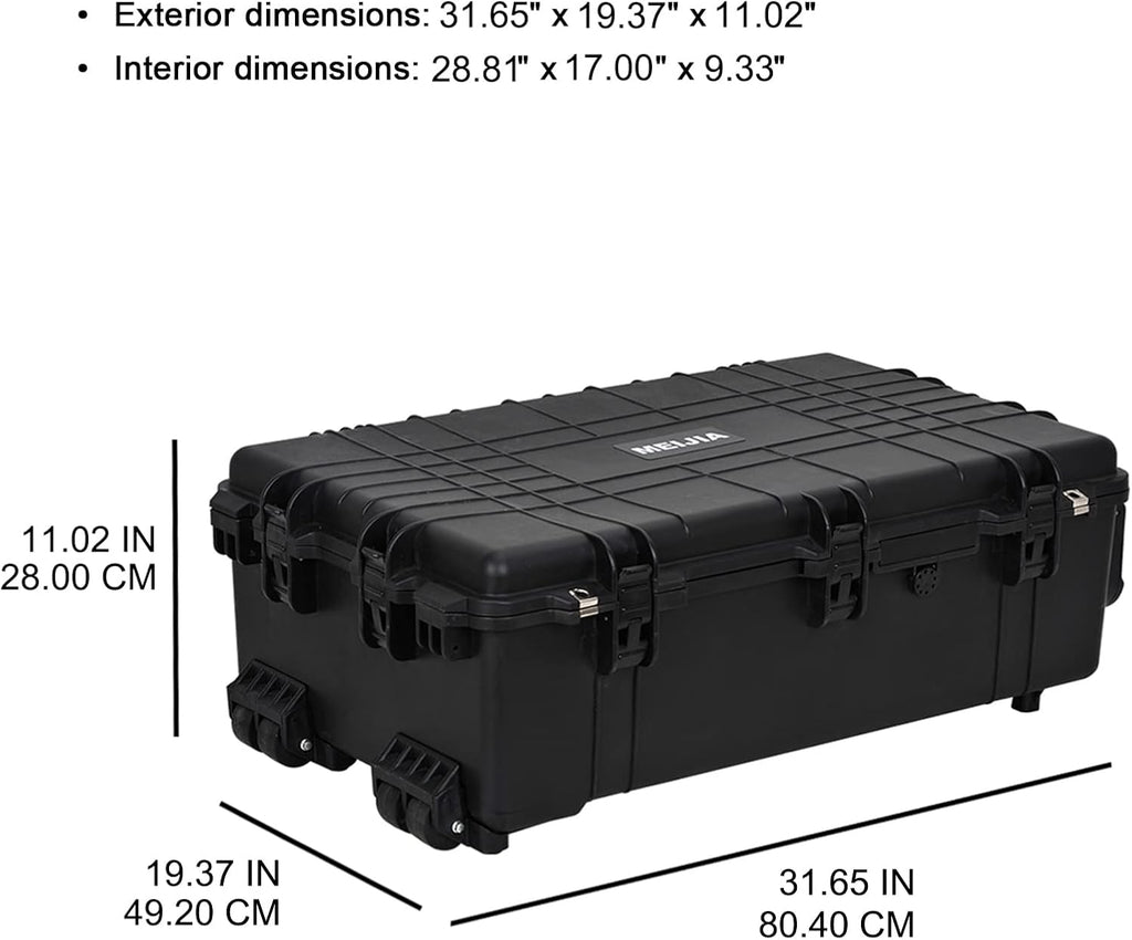 Portable Rolling Waterproof Hard Case with Wheels and Retractable Pull Handle, Black, 31.65inch x 19.37inch x 11.02inch N330
