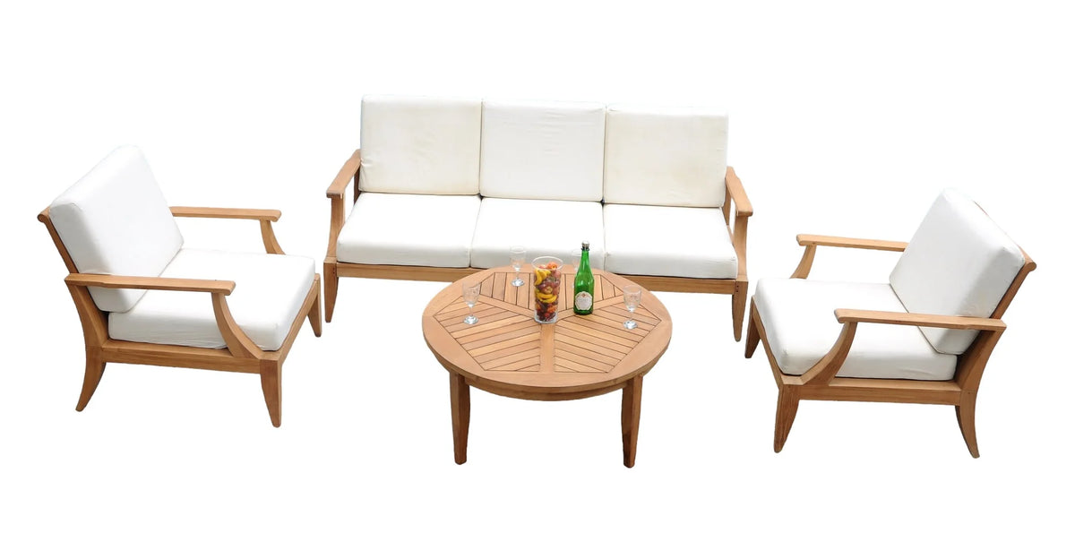 4 Pc Sofa Set with Cushions in Canvas White O15940