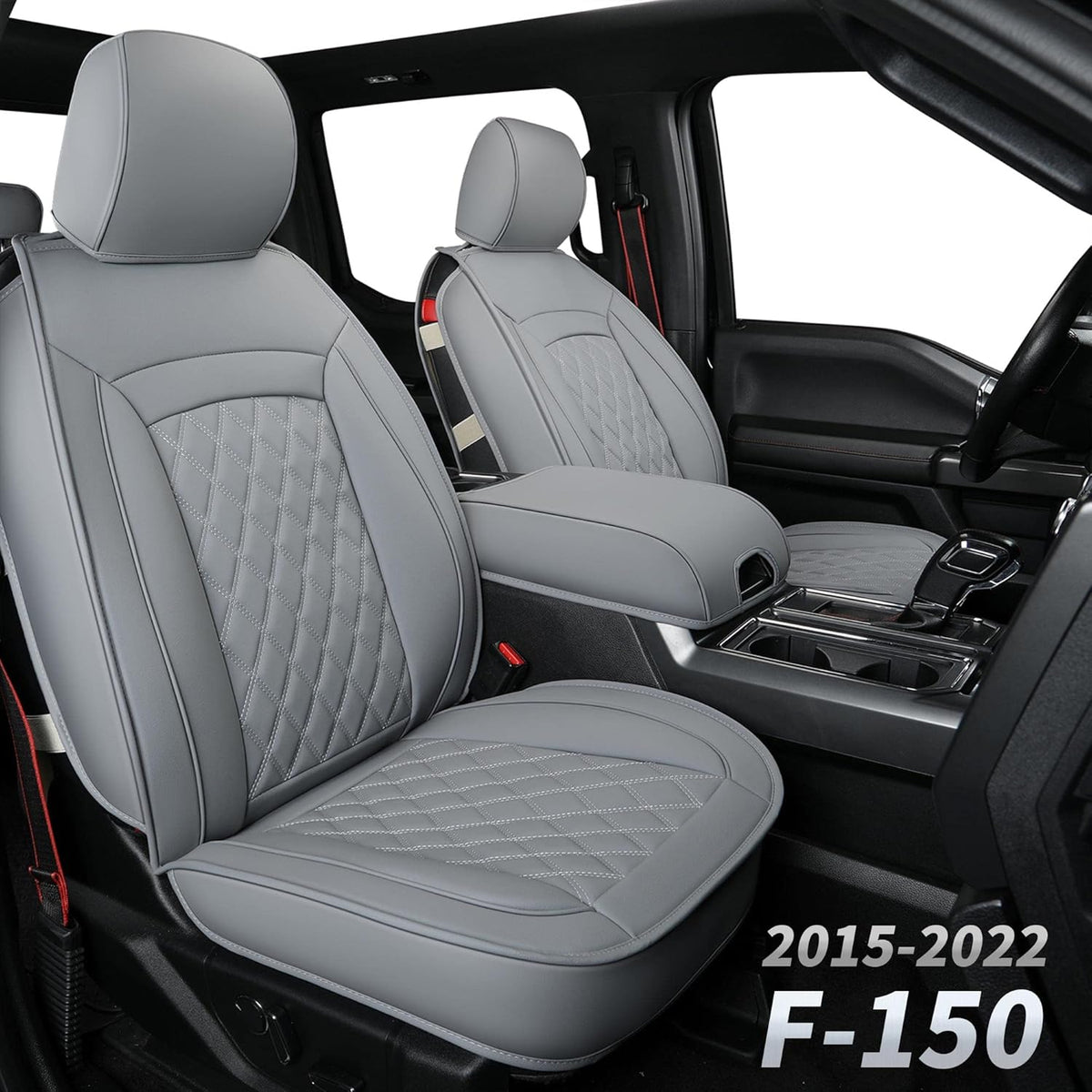 Black & Red Waterproof Faux Leather Seat Covers Full Set L9142