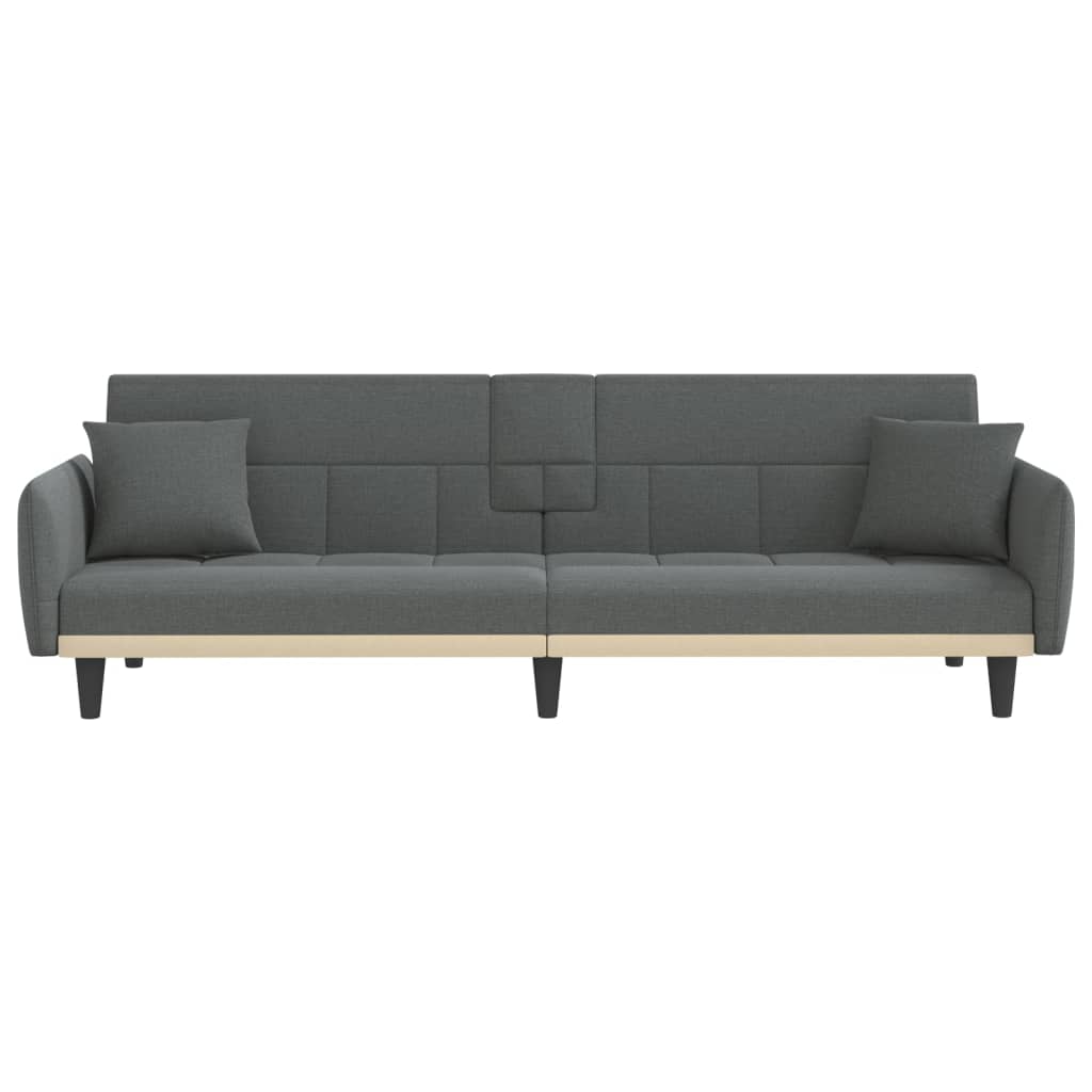 Dark Gray Fabric Sofa Bed with Cup Holders S245106