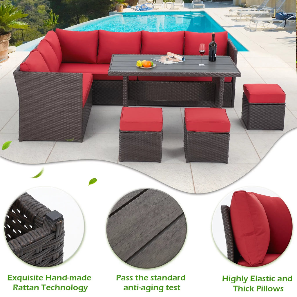 7 Piece Rattan Wicker Patio Conversation Set F368