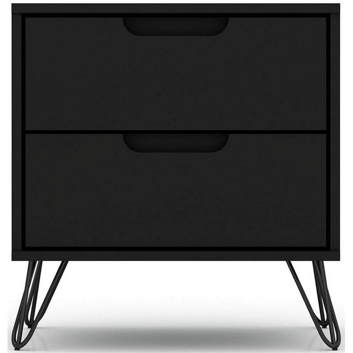2-Drawer Black Engineered Wood Nightstand I4382